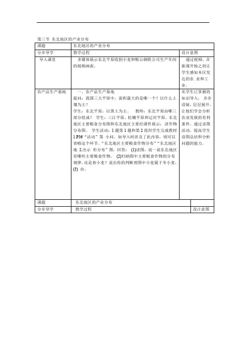 湘教版八年级地理下册第六章第三节 东北地区的产业分布教案