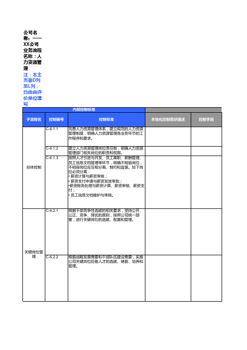 内部控制评价工作底稿_6人力资源管理