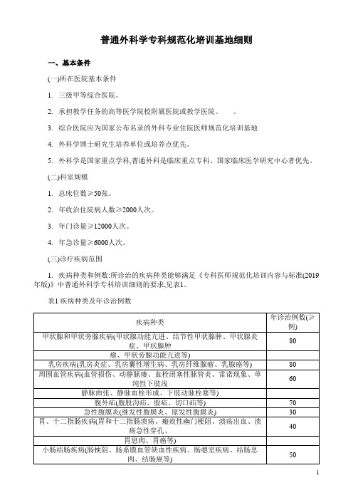 普通外科学专科规范化培训基地细则