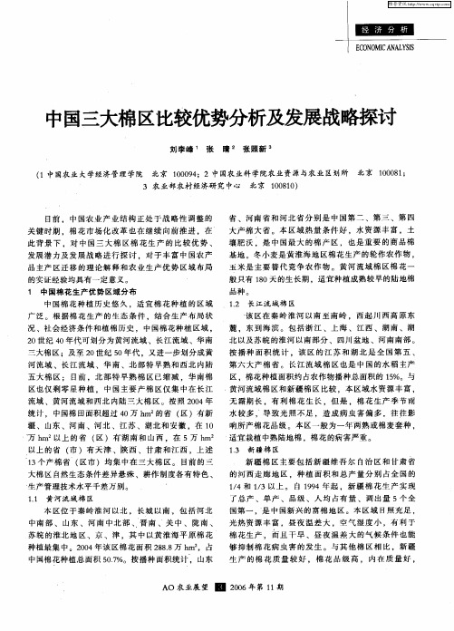 中国三大棉区比较优势分析及发展战略探讨