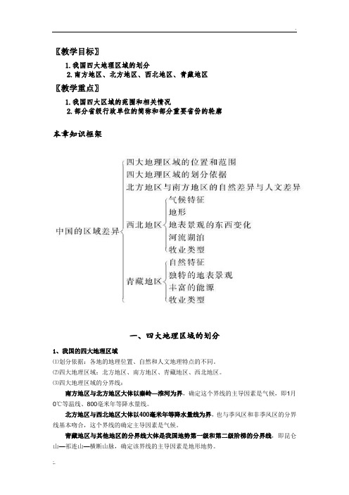 我国四大地理区域 知识点