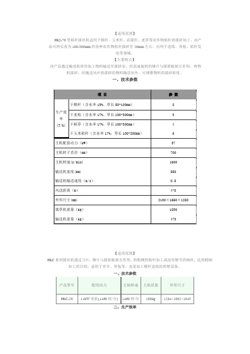 秸秆揉丝机的使用范围及技术参数