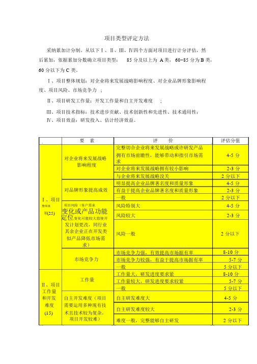 (完整word版)☆项目等级划分初稿