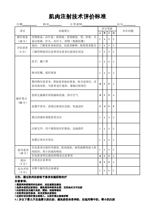 静脉留置针操作技术评价标准