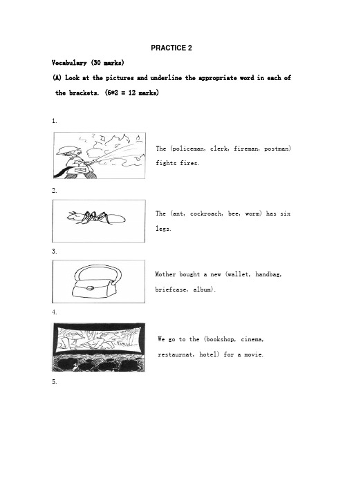 新加坡小学一年级英语试卷及答案practice2