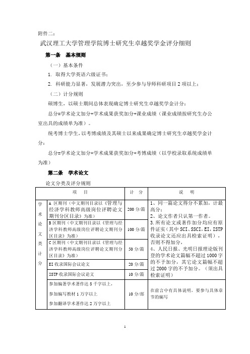 32附件2-博士卓越奖学金评分细则 - 武汉理工大学管理学院