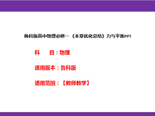 鲁科版高中物理必修一《本章优化总结》力与平衡PPT