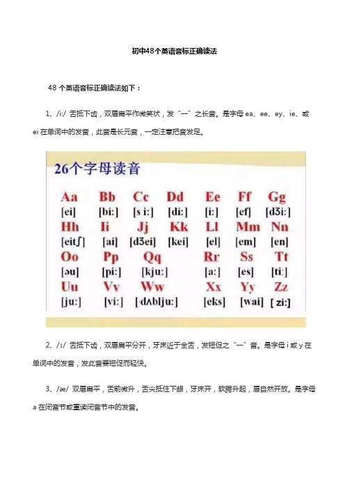 初中48个英语音标正确读法