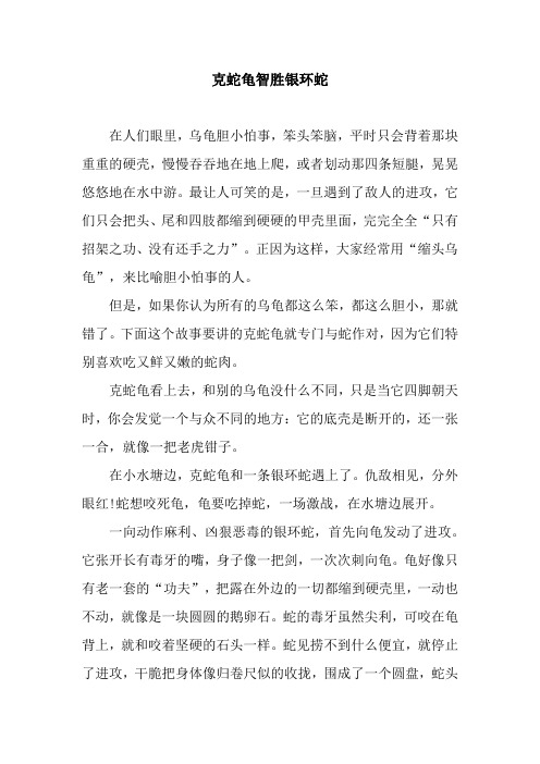 克蛇龟智胜银环蛇