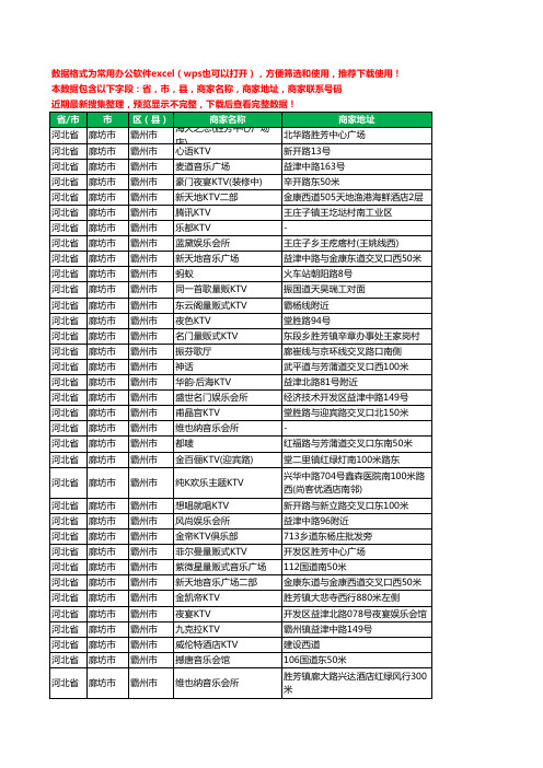 2020新版河北省廊坊市霸州市KTV工商企业公司商家名录名单联系电话号码地址大全51家