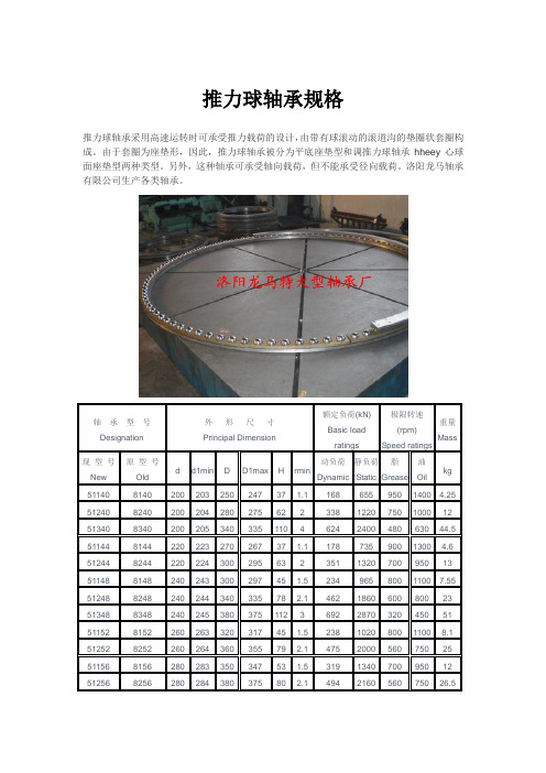 推力球轴承规格