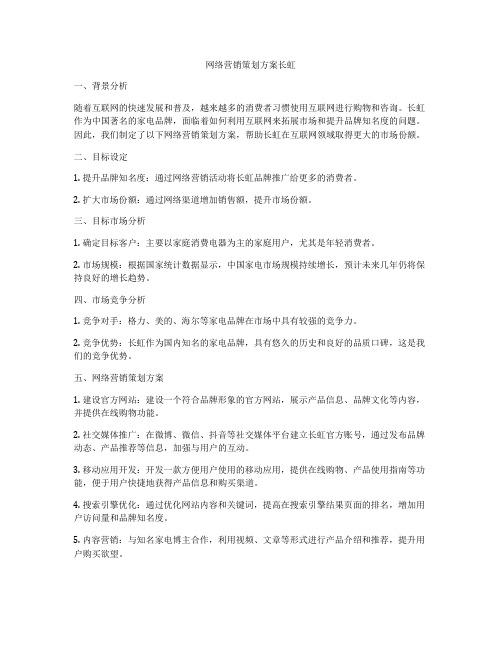 网络营销策划方案长虹