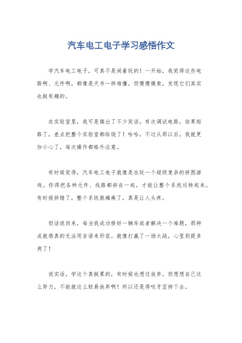 汽车电工电子学习感悟作文