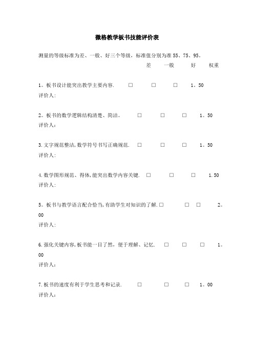 微格教学技能评价表【用心整理精品资料】