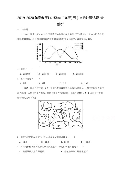 2019-2020年高考压轴冲刺卷·广东卷(五) 文综地理试题 含解析