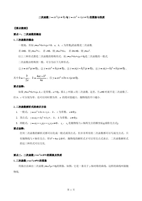 (完整word)九年级数学二次函数全章(基础)全章专题复习讲义无答案