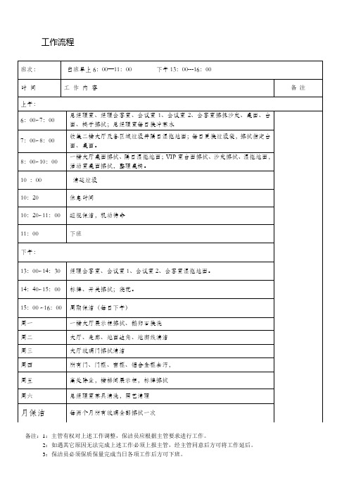 保洁工作流程表