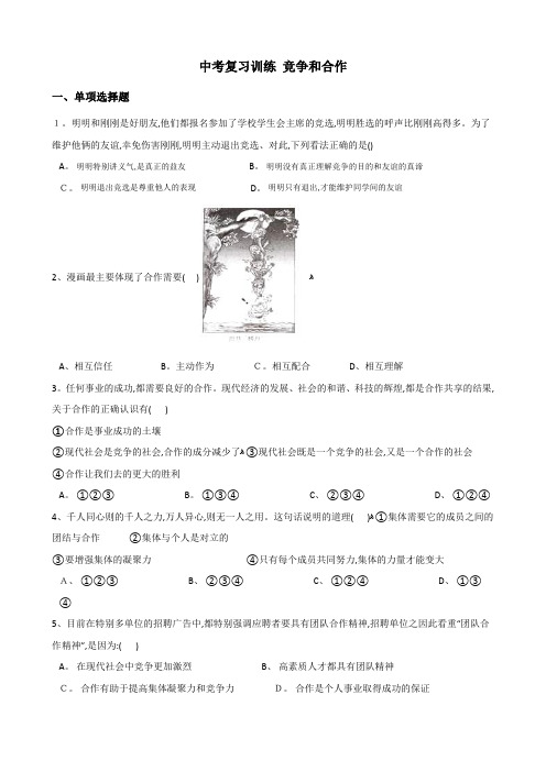 中考政治复习专题训练:竞争和合作