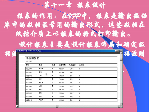 数据库软件Visual Foxpro第十一章 报表设计ppt课件