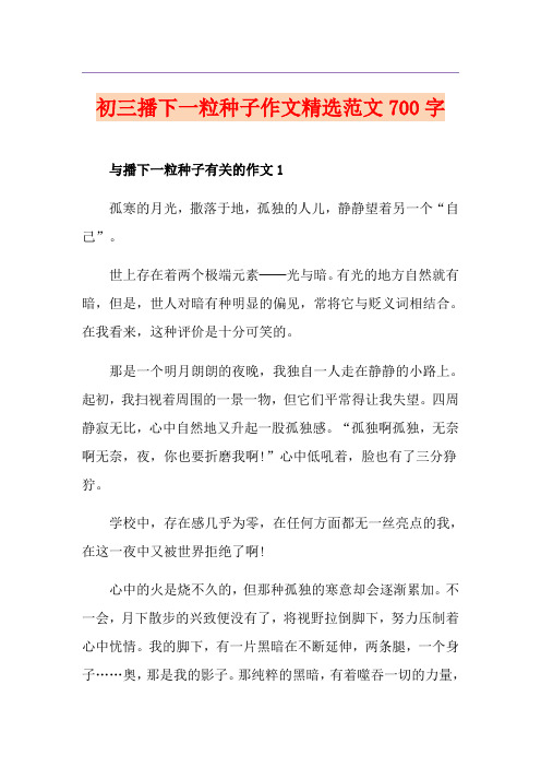 初三播下一粒种子作文精选范文700字
