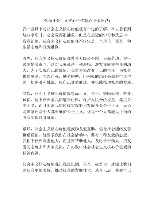 弘扬社会主义核心价值观心得体会 (3)