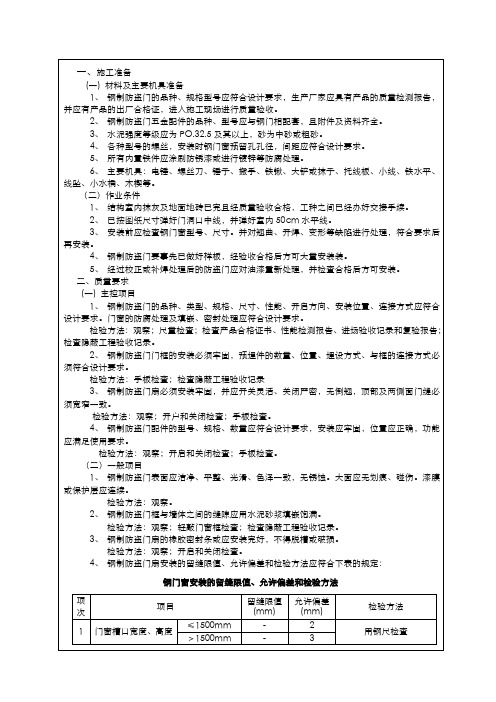 海南省某政府办公楼钢制防盗门安装技术交底