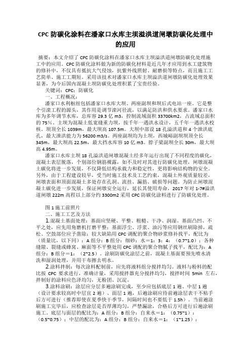 CPC防碳化涂料在潘家口水库主坝溢洪道闸墩防碳化处理中的应用