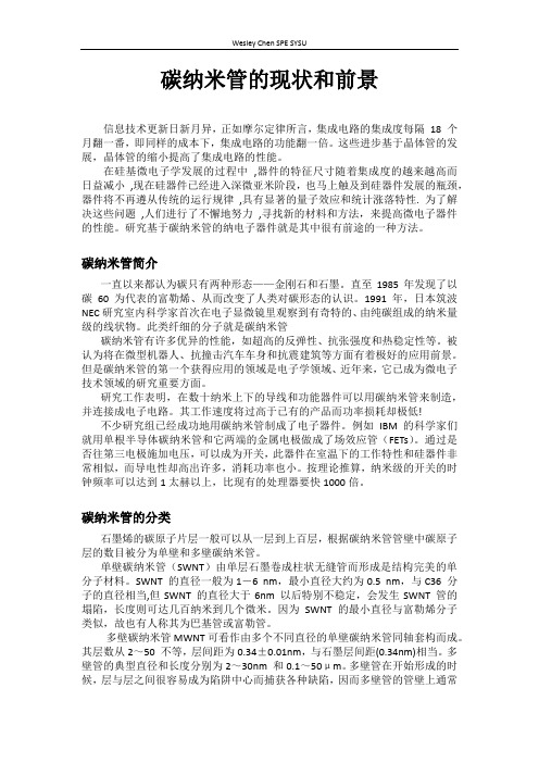 碳纳米管的现状和前景
