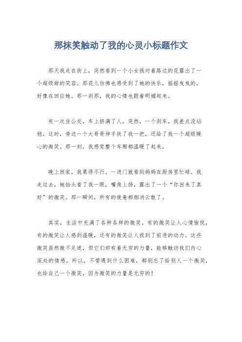 那抹笑触动了我的心灵小标题作文