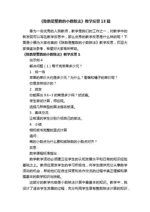 《除数是整数的小数除法》教学反思13篇