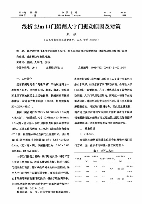 浅析23m口门船闸人字门振动原因及对策
