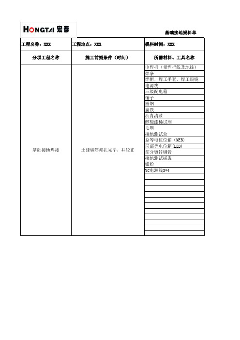 01基础接地工程材料单
