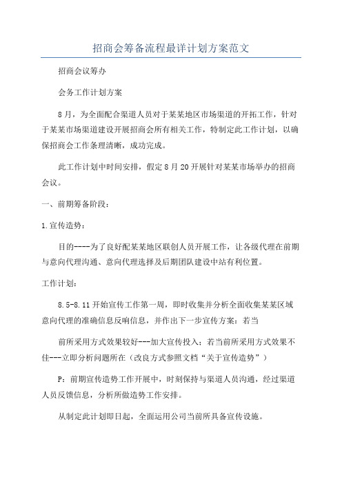 招商会筹备流程最详计划方案范文