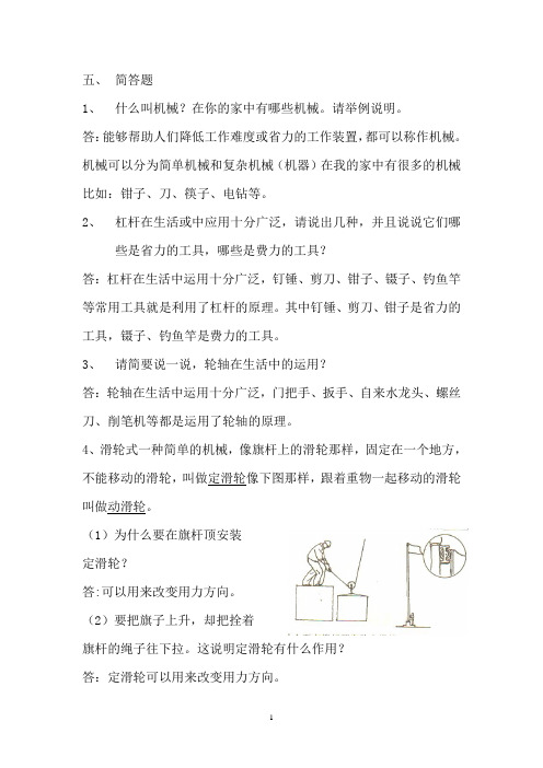 苏教版五年级科学下册复习 简答题