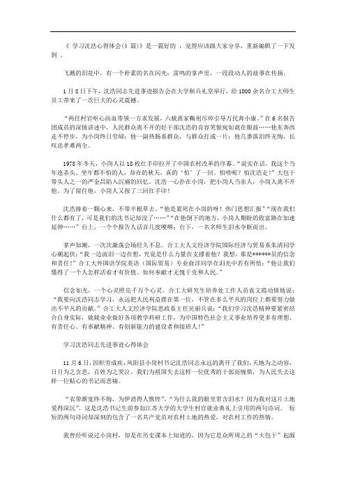 2020学习沈浩心得体会(4篇)【精选】