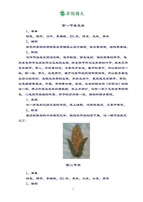 卓顶精文最新植物种子粘贴画校本课程课时教案.doc