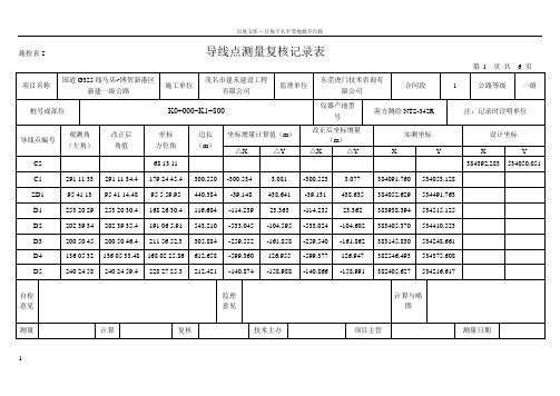 导线点测量复核记录表