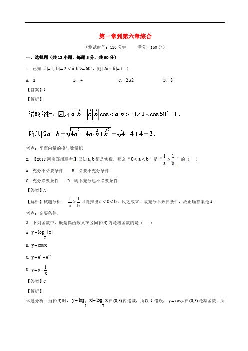 高考数学 滚动检测04 第一章到第六章综合同步单元双基双测(B卷)文