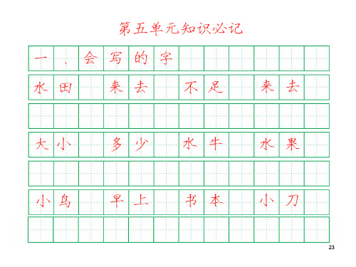 一年级上第五单元部编小学语文必记知识点字帖