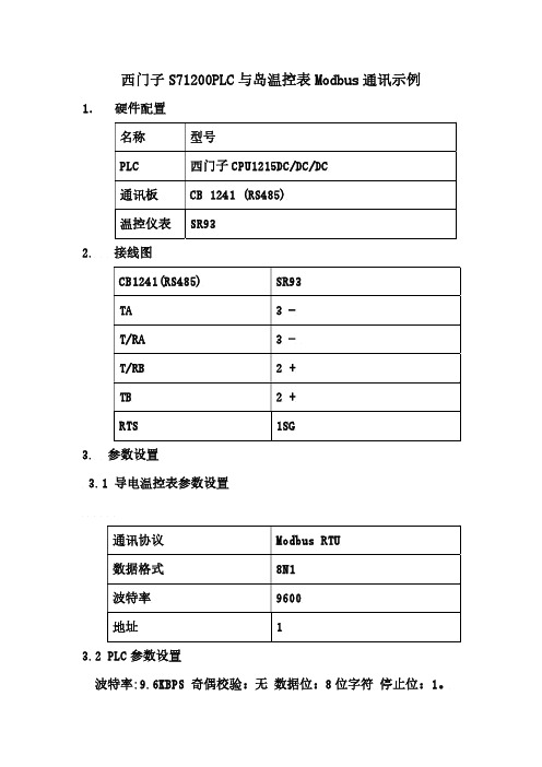 岛电温度控制仪表与西门子1200PLC通讯Modbus程序示例