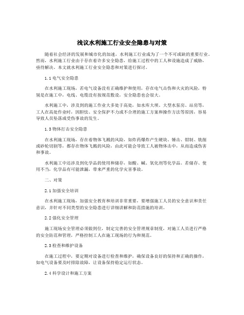 浅议水利施工行业安全隐患与对策