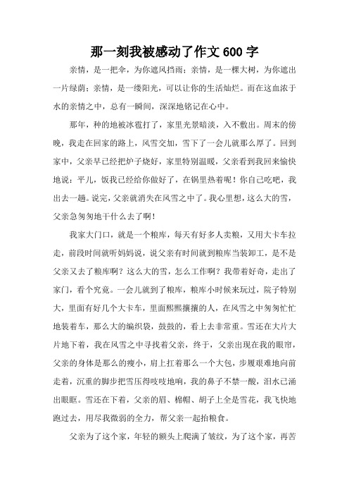 那一刻我被感动了作文600字(精编版)