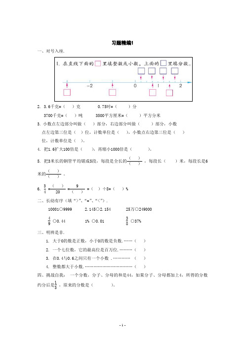 六数下总复习习题精编