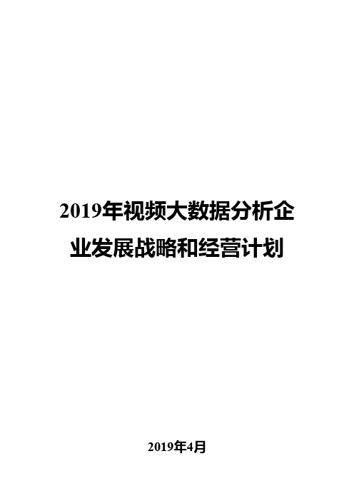 2019年视频大数据分析企业发展战略和经营计划