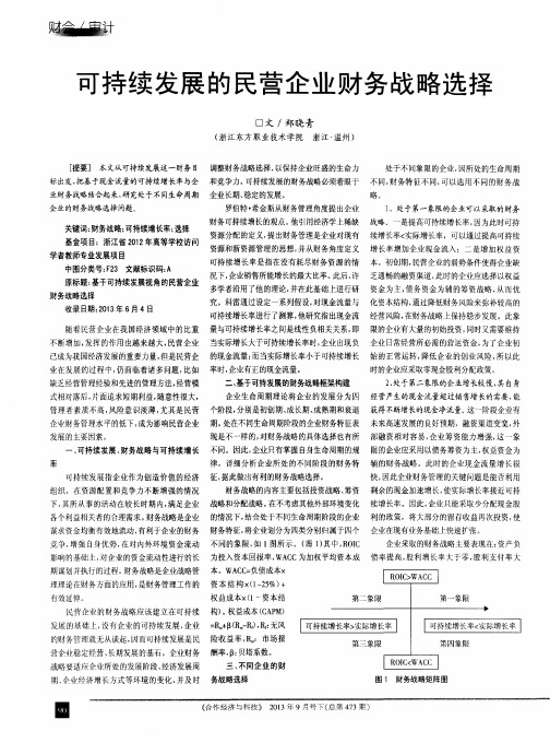 可持续发展的民营企业财务战略选择