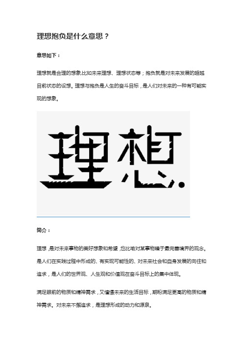 理想抱负是什么意思