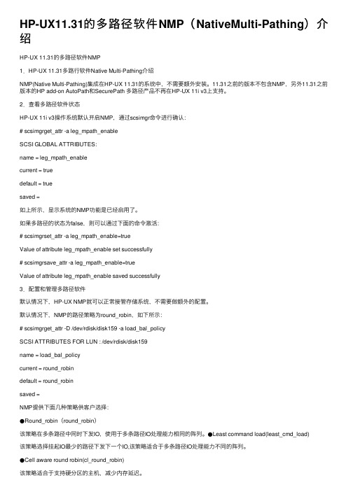 HP-UX11.31的多路径软件NMP（NativeMulti-Pathing）介绍