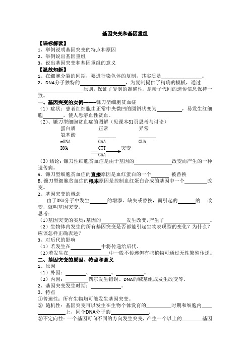 基因突变和基因重组学案