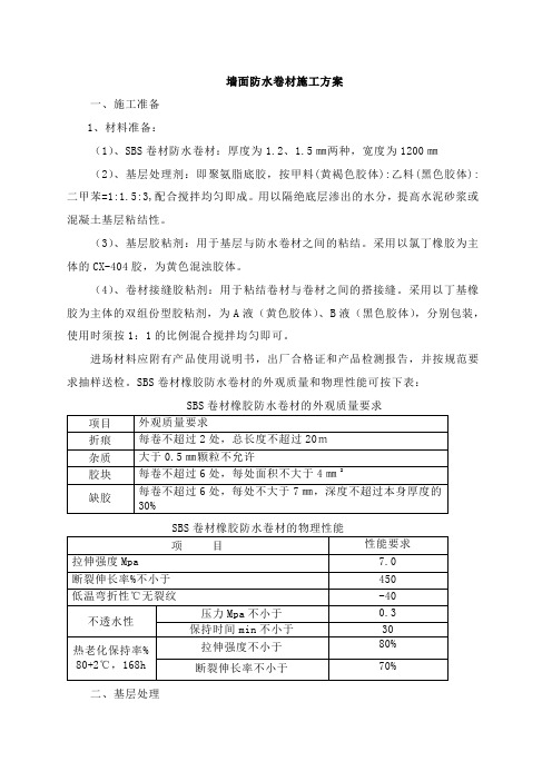 墙面防水卷材施工方案