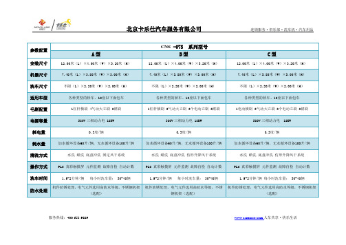 卡乐仕洗车机参数表